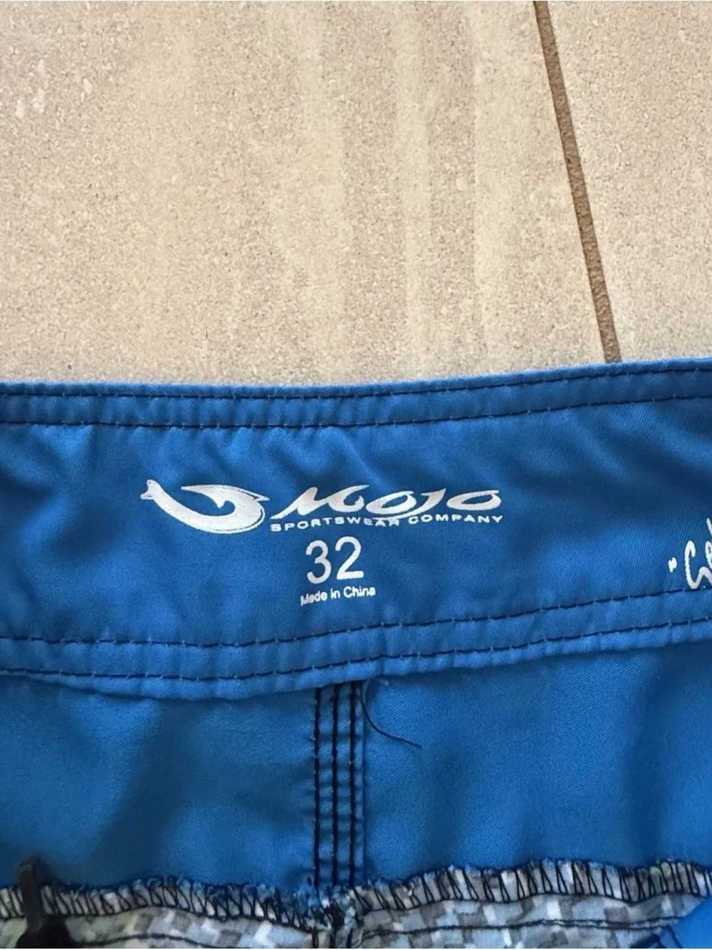 Mojo Sportswear Men’s 32 Board Shorts Blue Geometric Surf Swim Trunks